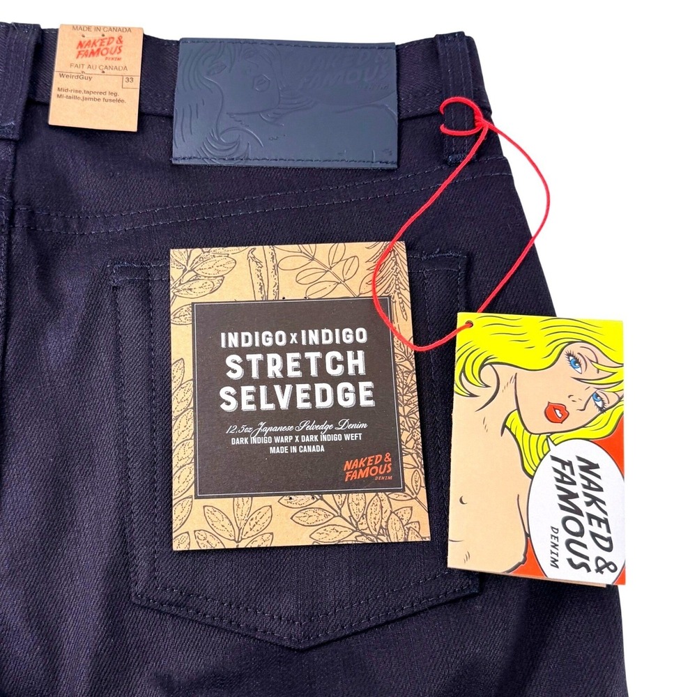 Naked Famous Weird Guy Jeans Mens 33 Indigo Duck Selvedge NWT Workwear Japan